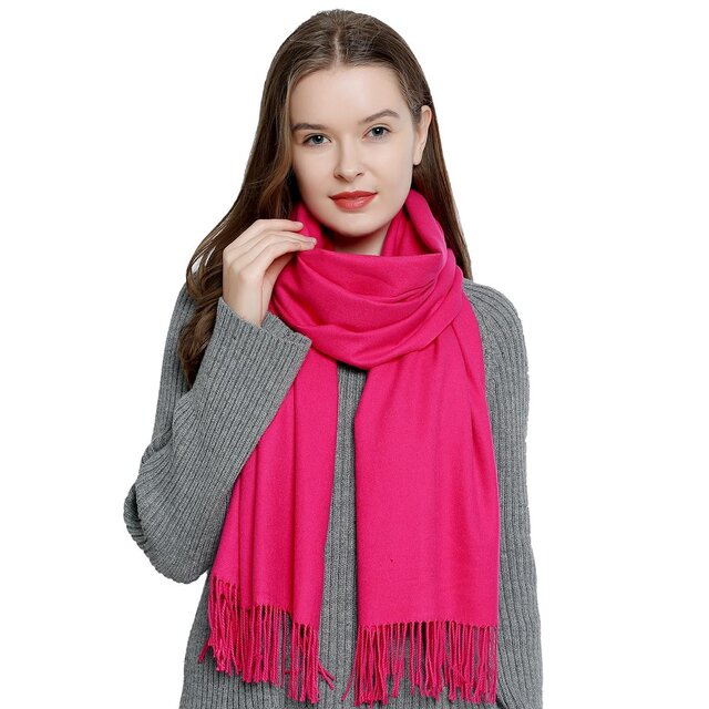 Damen Schal einfarbig weich 185 x 65 cm pink