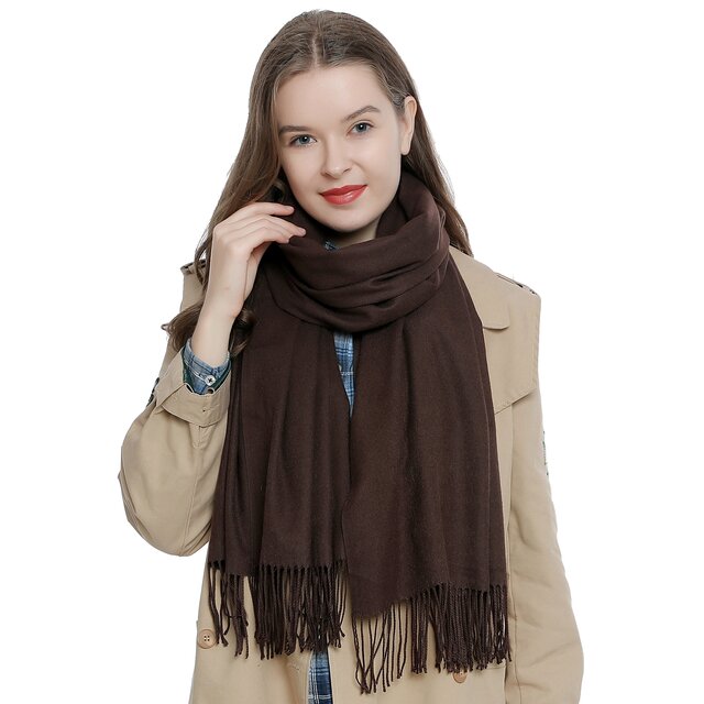 Damen Schal einfarbig weich 185 x 65 cm dunkelbraun