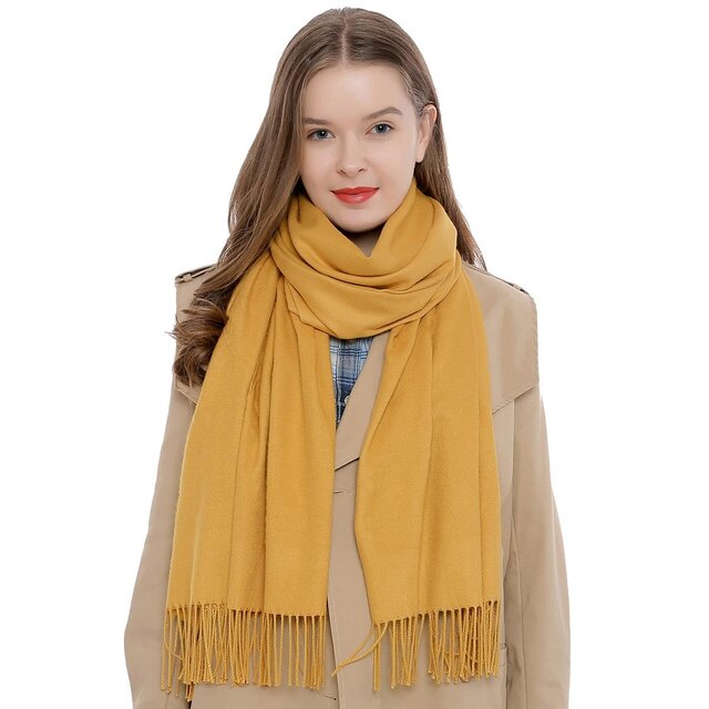 Damen Schal einfarbig weich 185 x 65 cm gelb