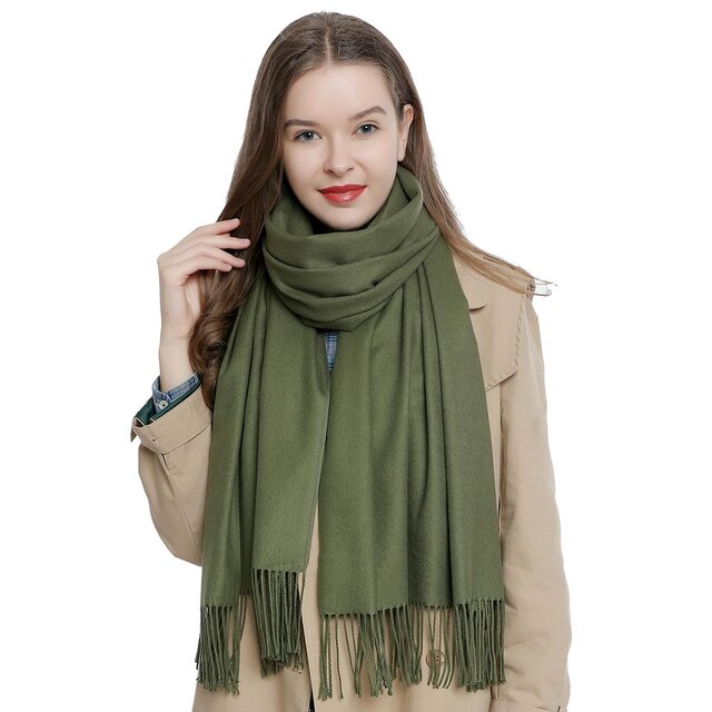 Damen Schal einfarbig weich 185 x 65 cm grün