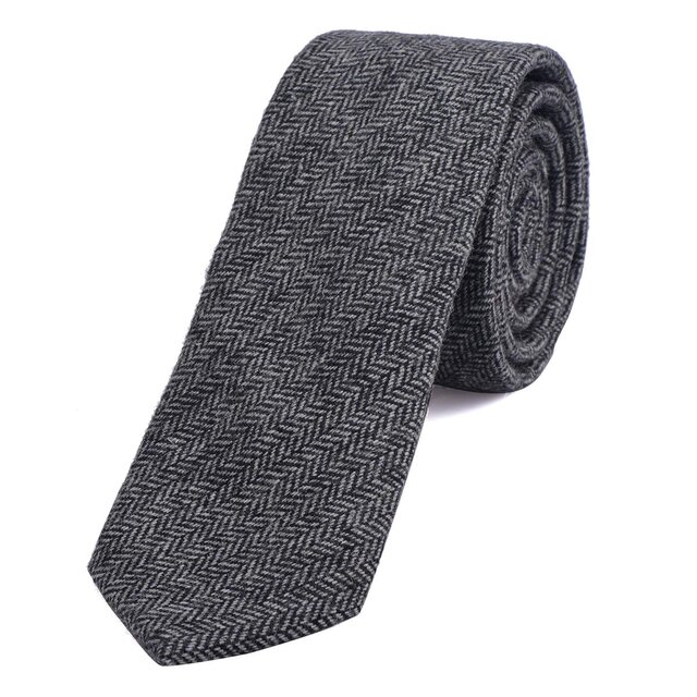 DonDon Herren Krawatte 6 cm Baumwolle einfarbig kariert und gepunktet meliert