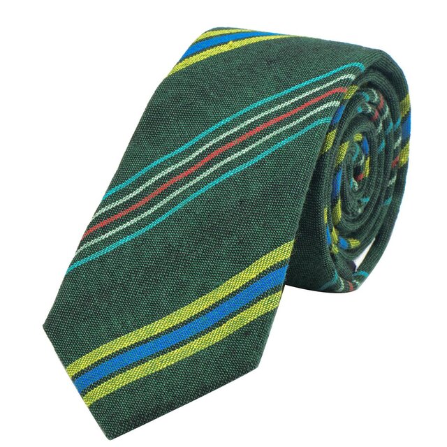 DonDon Herren Krawatte 6 cm gestreift grün
