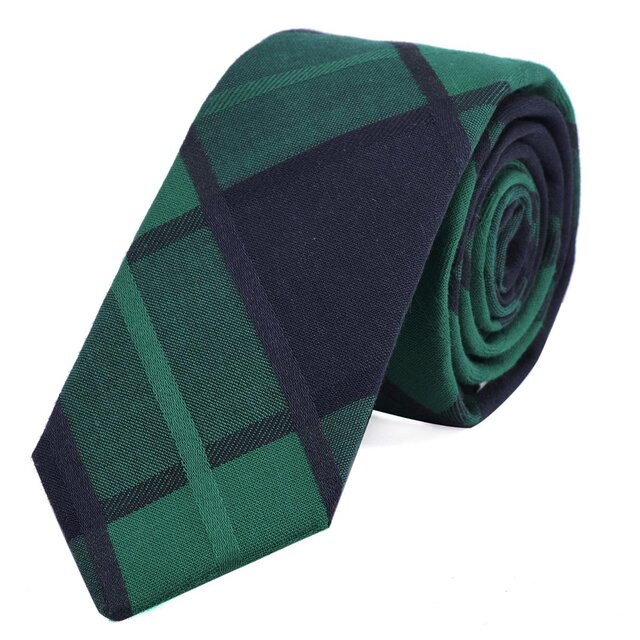 DonDon Herren Krawatte 6 cm kariert grün-blau