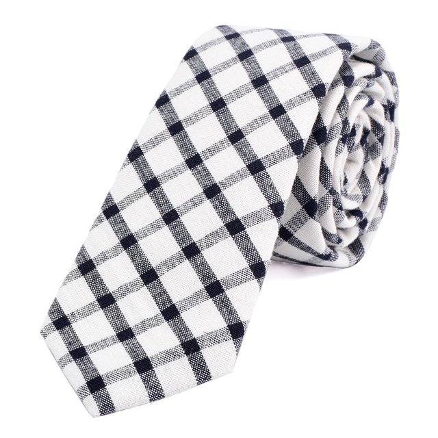 DonDon Herren Krawatte 6 cm kariert elfenbein-weiß-schwarz