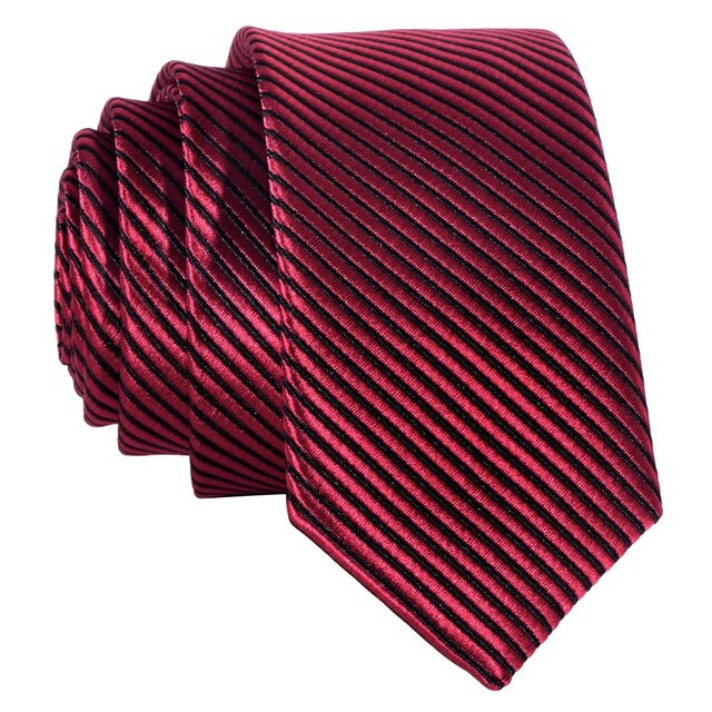 DonDon schmale rot schwarze Krawatte 5 cm gestreift