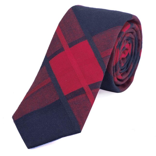 DonDon Herren Krawatte 6 cm kariert rot-dunkelblau