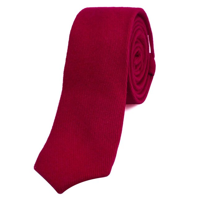 DonDon Herren Krawatte 6 cm Baumwolle rot
