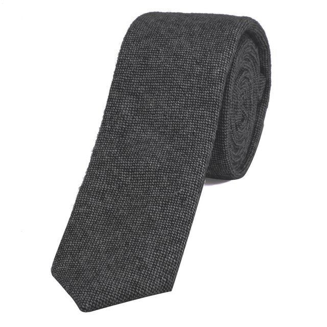 DonDon Herren Krawatte 6 cm Baumwolle basaltgrau