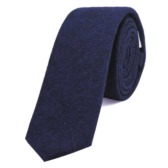 DonDon Herren Krawatte 6 cm Baumwolle dunkelblau-schwarz
