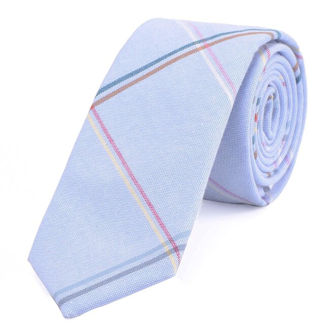 DonDon Herren Krawatte 6 cm gestreift Baumwolle hellblau
