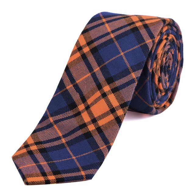 DonDon Herren Krawatte 6 cm kariert gestreift orange-blau