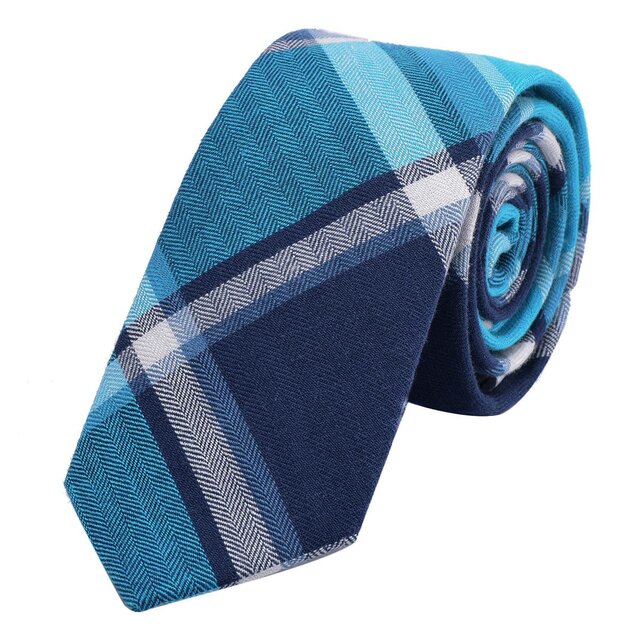 DonDon Herren Krawatte 6 cm kariert gestreift blau
