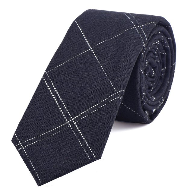 DonDon Herren Krawatte 6 cm gestreift Baumwolle nachtblau