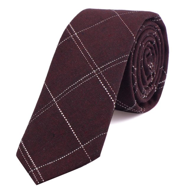 DonDon Herren Krawatte 6 cm gestreift Baumwolle bordeauxrot
