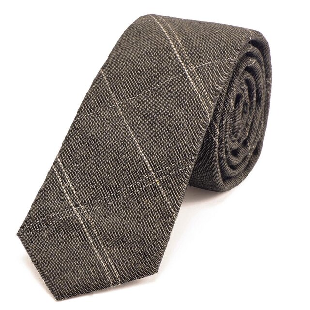 DonDon Herren Krawatte 6 cm gestreift Baumwolle braun
