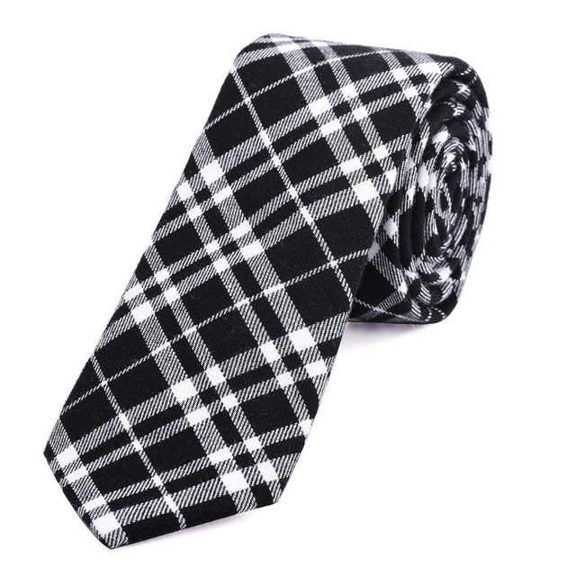 DonDon Herren Krawatte 6 cm kariert gestreift schwarz-weiß