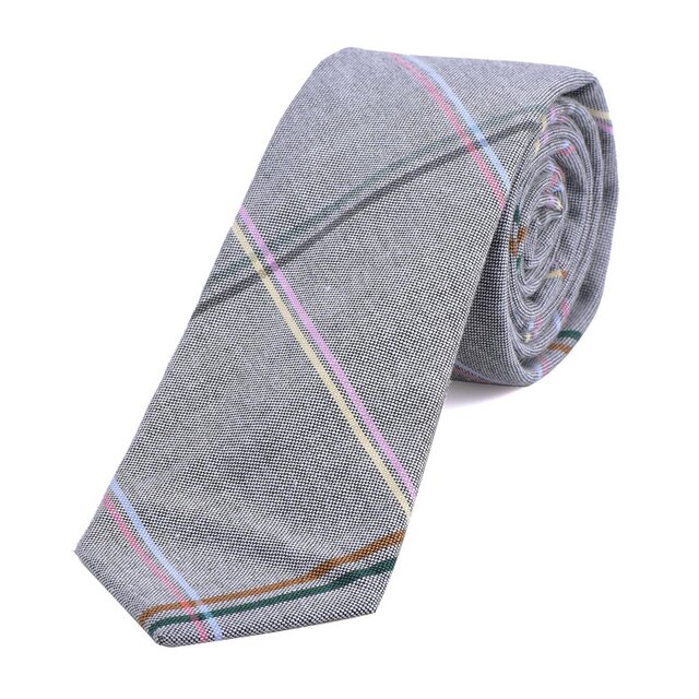 DonDon Herren Krawatte 6 cm gestreift Baumwolle grau-blau