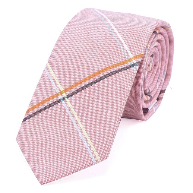 DonDon Herren Krawatte 6 cm gestreift Baumwolle pastell-rosa