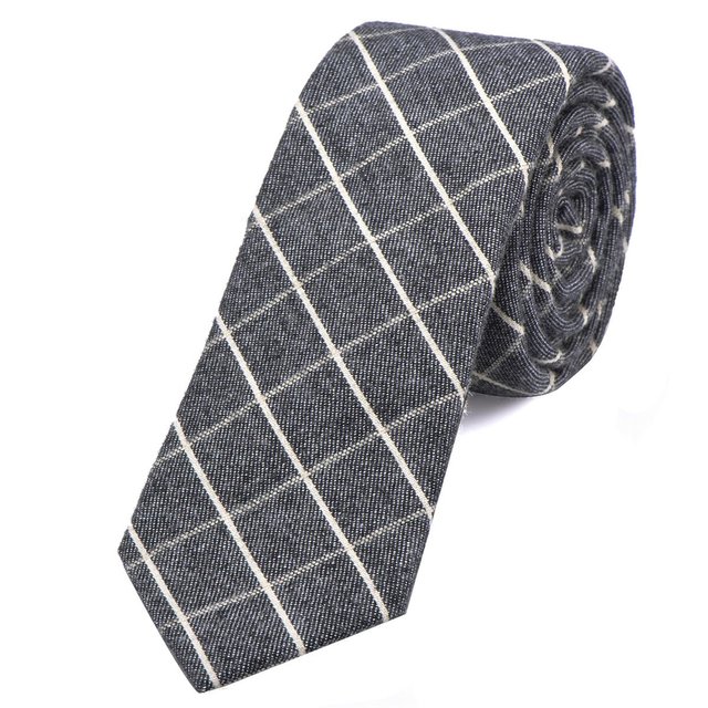 DonDon Herren Krawatte 6 cm kariert grau-weiß