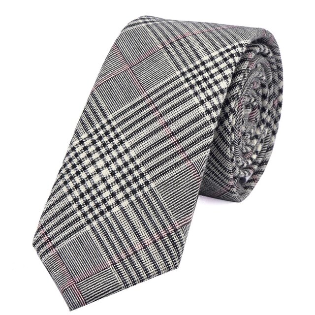 DonDon Herren Krawatte 6 cm kariert grau-schwarz