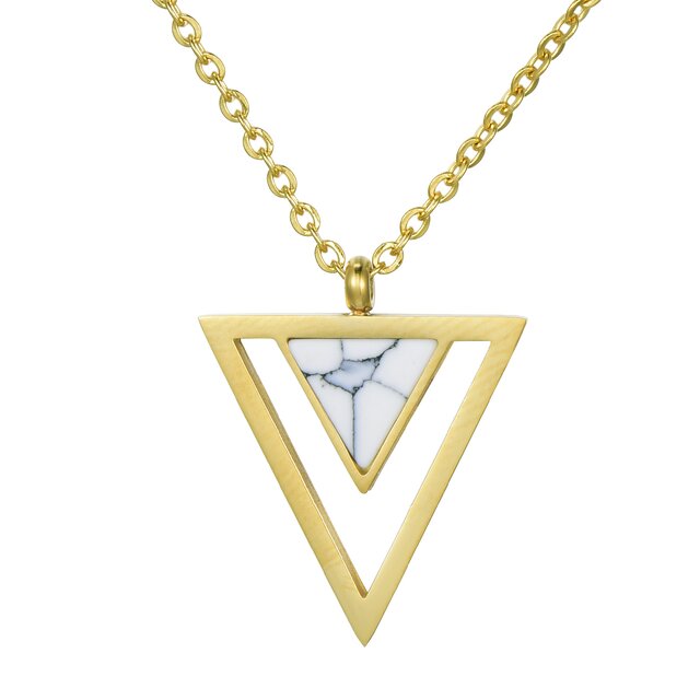 Morella Damen Halskette mit Dreieck Anhänger weiß Edelstahl gold im Samtbeutel