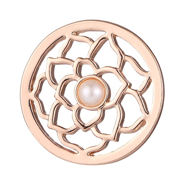 Morella Damen Coin rosgold Blumenornament mit Perle 33 mm