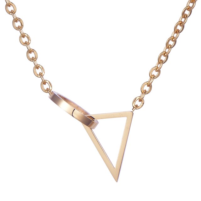 Morella Damen Halskette Dreieck mit Kreis Anhnger Edelstahl rosgold im Samtbeutel
