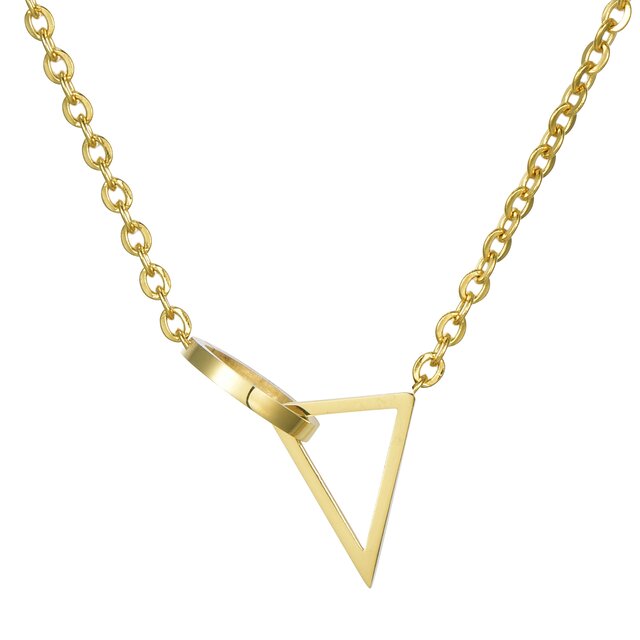 Morella Damen Halskette Dreieck mit Kreis Anhnger Edelstahl gold im Samtbeutel