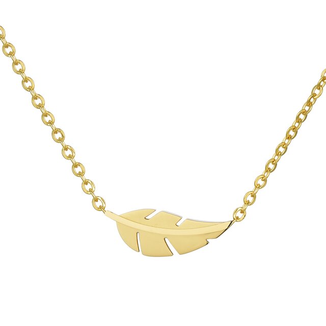 Morella Damen Halskette Symbol Blatt Anhnger Edelstahl gold im Samtbeutel