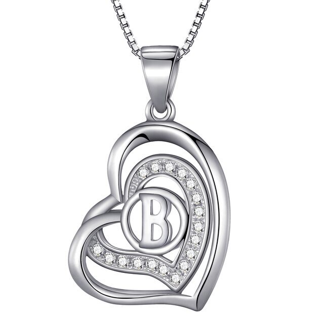 Morella Damen Halskette Herz Buchstabe B 925 Silber rhodiniert mit Zirkoniasteinen wei 46 cm