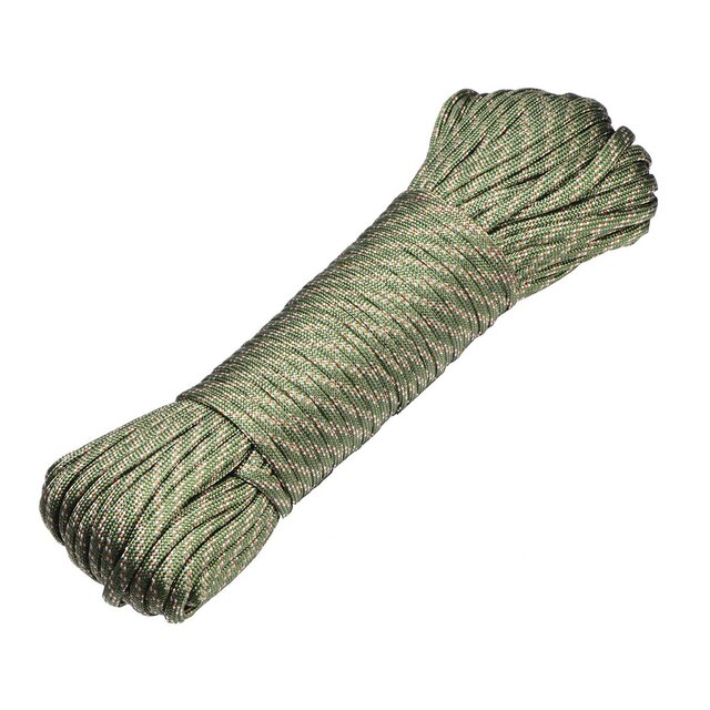 DonDon 30 Meter langes Stoffband Nylon-Schnur Paracord-Seil Survival Band zum Basteln und fr Outdoor Camping Aktivitten 4 mm - 7 Strnge olive-rot-grau