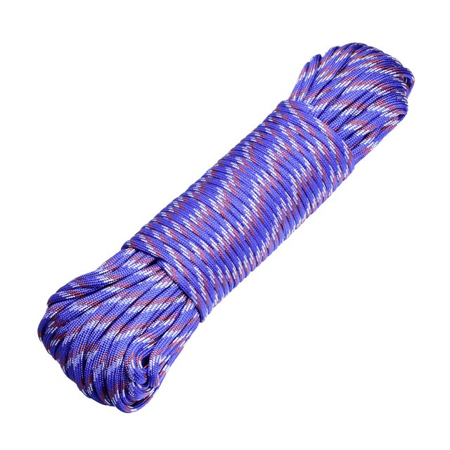 DonDon 30 Meter langes Stoffband Nylon-Schnur Paracord-Seil Survival Band zum Basteln und für Outdoor Camping Aktivitäten 4 mm - 7 Stränge blau-rot-weiß
