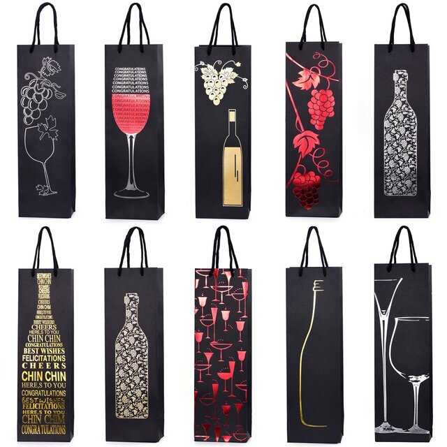 10 verschiedene Flaschentüten Geschenktüten für Wein Prosecco und Champagner 40 x 12 x 9 cm