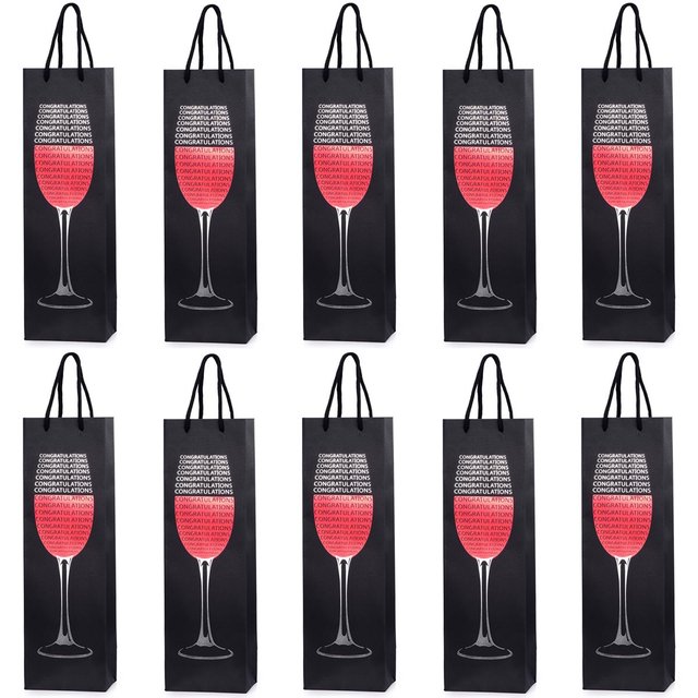 10 Flaschentüten Geschenktüten für Wein Prosecco und Champagner 40 x 12 x 9 cm Congratulations