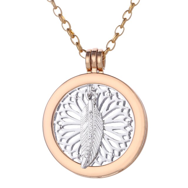 Morella Damen Halskette gold 70 cm Edelstahl mit Amulett und Coin 33 mm Traumfnger in Schmuckbeutel