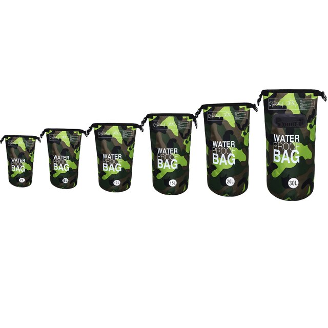 DonDon wasserdichter Outdoor Dry Bag Trockentasche mit Riemen - camouflage 5 Liter