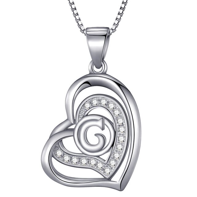 Morella® Damen Halskette Herz Buchstabe G 925 Silber rhodiniert mit Zirkoniasteinen weiß 46 cm