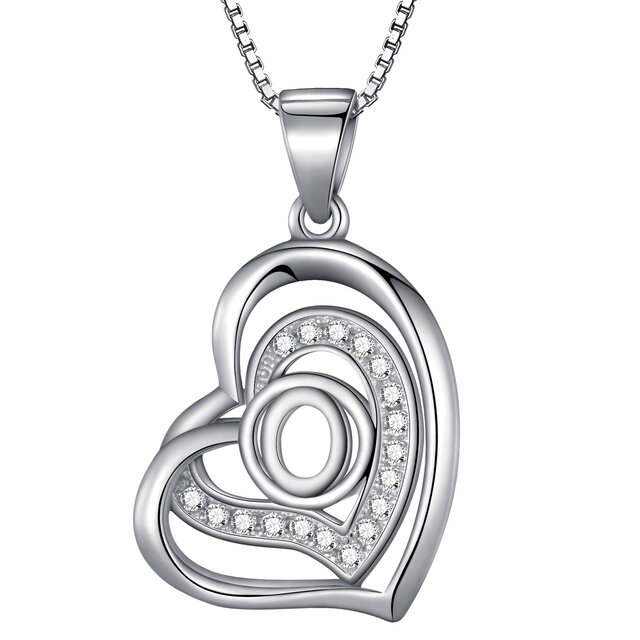 Morella Damen Halskette Herz Buchstabe O 925 Silber rhodiniert mit Zirkoniasteinen wei 46 cm
